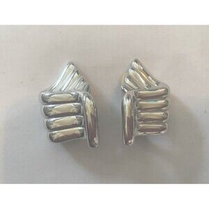 Vintage Ginnie Johansen GJD Large Clip On Earrings Silver Tone Fashion